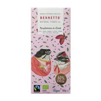 Organic Dark Chocolate Dark Raspberry 100g |Bennetto