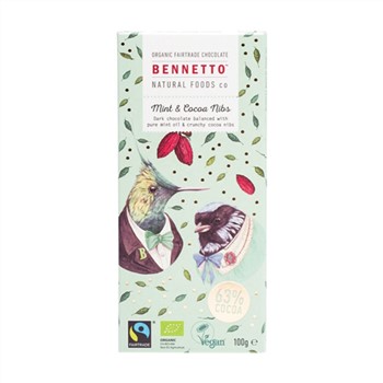 Organic Dark Chocolate Mint & Cacao 100g | Bennetto
